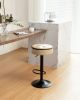 Round Storage Bar Stool Set of 2, Khaki Faux Leather Height Adjustable Barstool, 360¬∞Counter Height Swivel Stool