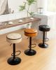Round Storage Bar Stool Set of 2, Khaki Faux Leather Height Adjustable Barstool, 360¬∞Counter Height Swivel Stool