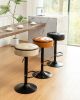 Round Storage Bar Stool Set of 2, Khaki Faux Leather Height Adjustable Barstool, 360¬∞Counter Height Swivel Stool