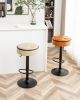 Round Storage Bar Stool Set of 2, Khaki Faux Leather Height Adjustable Barstool, 360¬∞Counter Height Swivel Stool