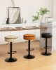 Round Storage Bar Stool Set of 2, Khaki Faux Leather Height Adjustable Barstool, 360¬∞Counter Height Swivel Stool