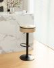 Round Storage Bar Stool Set of 2, Khaki Faux Leather Height Adjustable Barstool, 360¬∞Counter Height Swivel Stool