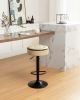 Round Storage Bar Stool Set of 2, Khaki Faux Leather Height Adjustable Barstool, 360¬∞Counter Height Swivel Stool
