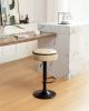 Round Storage Bar Stool Set of 2, Khaki Faux Leather Height Adjustable Barstool, 360¬∞Counter Height Swivel Stool
