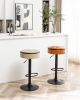 Round Storage Bar Stool Set of 2, Khaki Faux Leather Height Adjustable Barstool, 360¬∞Counter Height Swivel Stool