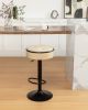 Round Storage Bar Stool Set of 2, Khaki Faux Leather Height Adjustable Barstool, 360¬∞Counter Height Swivel Stool
