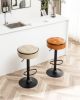 Round Storage Bar Stool Set of 2, Khaki Faux Leather Height Adjustable Barstool, 360¬∞Counter Height Swivel Stool