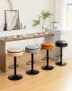 Round Storage Bar Stool Set of 2, Khaki Faux Leather Height Adjustable Barstool, 360¬∞Counter Height Swivel Stool