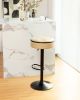 Round Storage Bar Stool Set of 2, Khaki Faux Leather Height Adjustable Barstool, 360¬∞Counter Height Swivel Stool